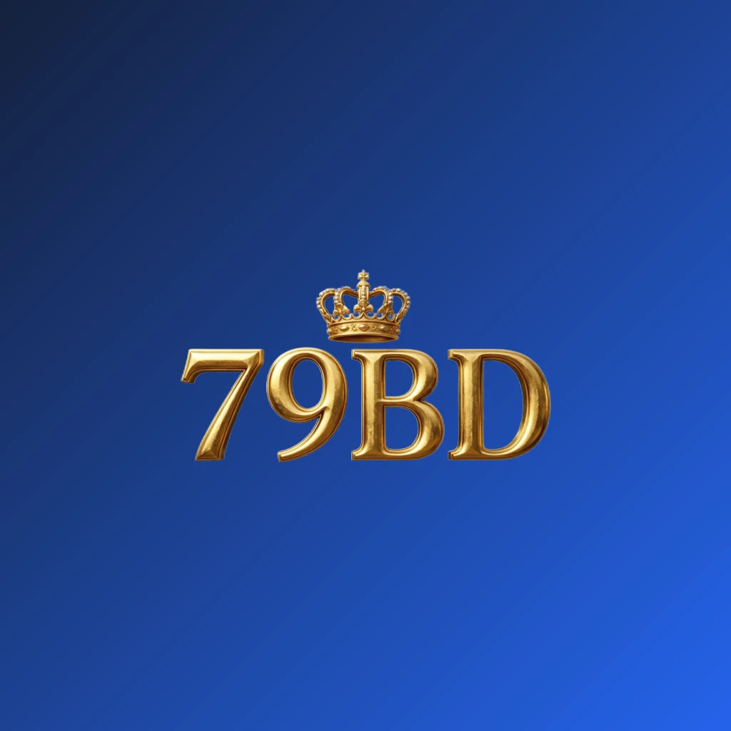79BD luxury brand logo with a gold metallic crown above the text, featuring a royal design and wide horizontal rectangular wordmark on a transparent background